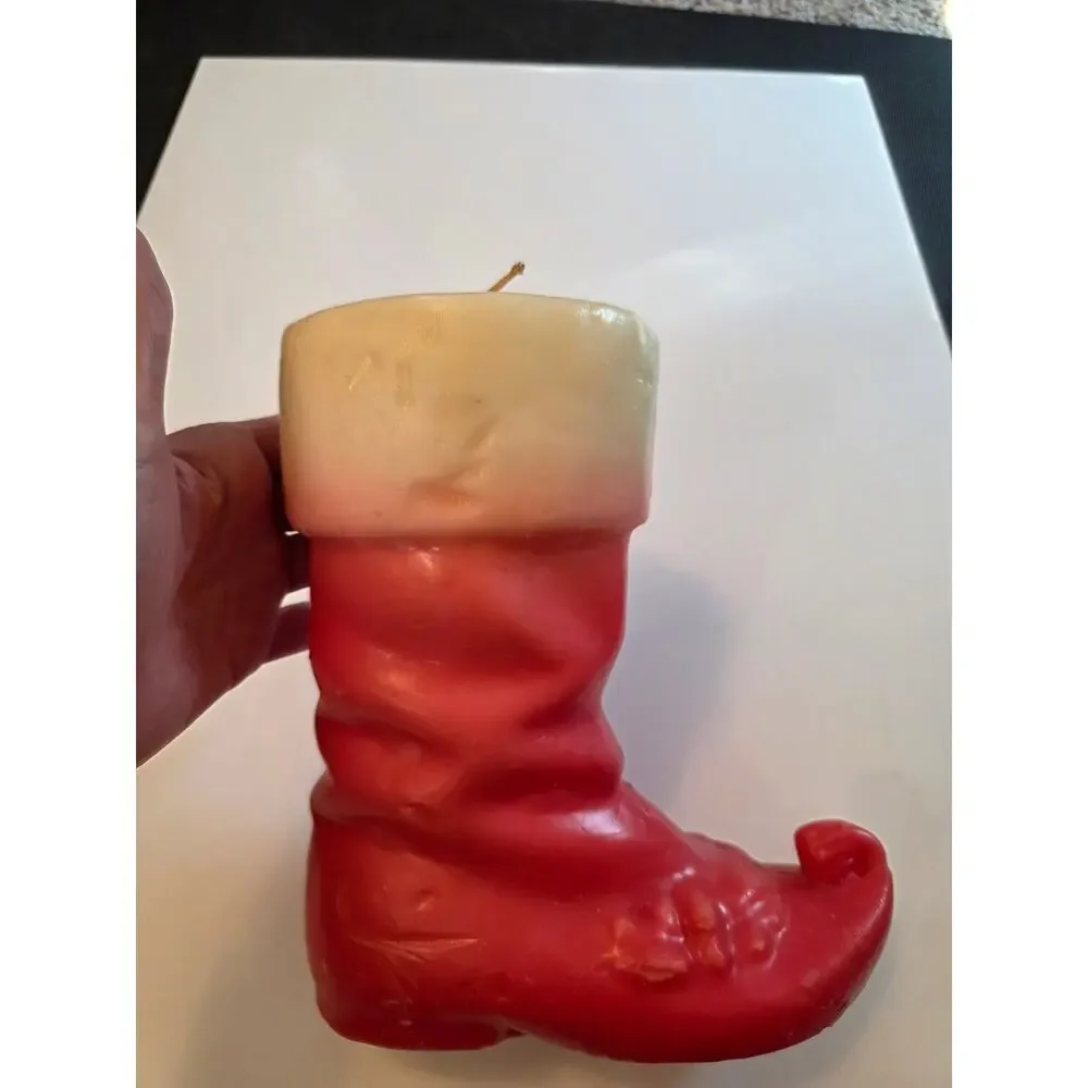 XL Vintage Santa Boot Unlit Candle Novelty Whimsical Christmas Holiday Rare READ